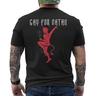 Funny Gay For Satan Lgbt Goth Gay Pride Satan Mens Back Print T-shirt | Mazezy