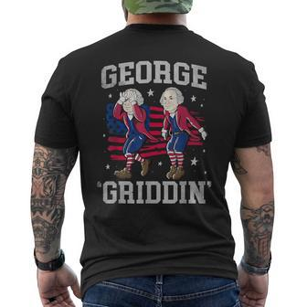 Funny George Washington Griddy George Griddin 4Th Of July Mens Back Print T-shirt | Mazezy