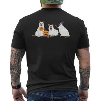 German Shepherd Dogs Dressed As Ghosts Halloween Men's T-shirt Back Print - Monsterry CA