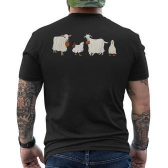 Ghost Cow Halloween Farm Animals Pumpkin Spooky Season Men's T-shirt Back Print - Monsterry UK