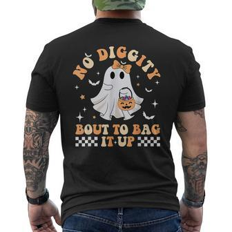 Ghost No Diggity Bout To Bag It Up Spooky Halloween Men's T-shirt Back Print - Seseable