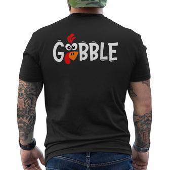 Giant Turkey Face Thanksgiving Gobble Holiday Family Men's T-shirt Back Print - Monsterry