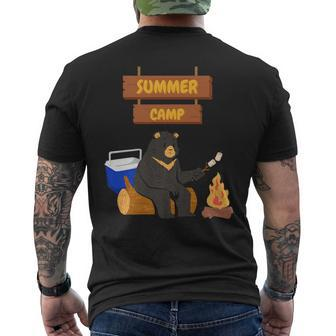 Funny Gifts For Summer Sleepaway Overnight Camp Fire Bear Mens Back Print T-shirt | Mazezy