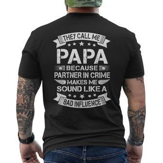 Funny Grandpa Papa Partner In Crime Dad Fathers Day Mens Back Print T-shirt - Seseable