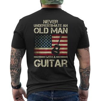 Guitarist Never Underestimate An Old Man With A Guitar Men's T-shirt Back Print | Mazezy