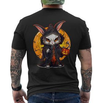 Halloween Bunny Angry Rabbit Takes Over Pumpkin Men's T-shirt Back Print - Monsterry CA