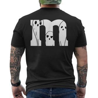 Halloween Ghosts In Letter M Men's T-shirt Back Print - Seseable