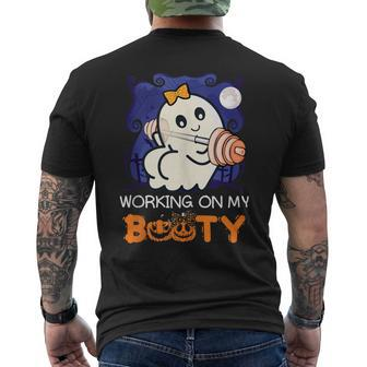 Halloween Gym Ghost Working On My Booty Boo-Ty Men's T-shirt Back Print - Seseable