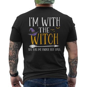 Halloween Matching Couples Costume I'm With The Witch Men's T-shirt Back Print - Thegiftio UK
