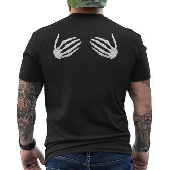 Funny Halloween Skeleton Hands Breast Boobs Adult Humor Halloween Funny Gifts Mens Back Print T-shirt | Mazezy