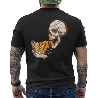 Funny Halloween Skull Eating Pizza Pizza Funny Gifts Mens Back Print T-shirt | Mazezy