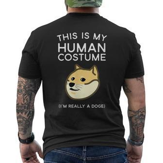 Funny Halloween This Is My Human Costume Doge Meme Mens Back Print T-shirt | Mazezy