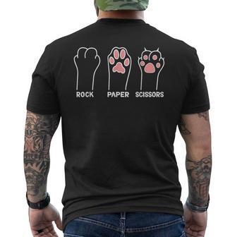 Funny Hand Kitten Dog Joke Game Rock Paper Scissors Cat Paws Mens Back Print T-shirt | Mazezy