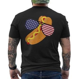 Funny Hot Dog Glasses 4Th Of July Usa Patriotic Hot Dog Flag Mens Back Print T-shirt - Monsterry UK
