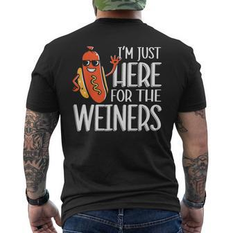 Funny Hot Dog Im Just Here For The Wieners 4Th Of July Mens Back Print T-shirt - Monsterry