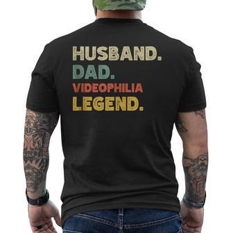 Husband Dad Videophilia Legend Vintage Retro Men's T-shirt Back Print | Mazezy