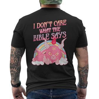 Funny I Dont Care What Bible Says Mens Back Print T-shirt - Seseable
