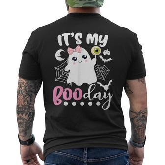 Its My Boo Day Cute Halloween Birthday Ghost Pink Bow Men's T-shirt Back Print - Monsterry