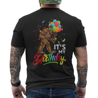 Funny Its My Birthday Bigfoot Sasquatch Party Celebration Mens Back Print T-shirt - Seseable