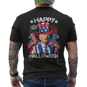 Funny Joe Biden 4Th Of July Happy Halloween Firework Mens Back Print T-shirt | Mazezy