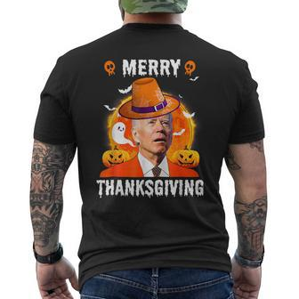 Joe Biden Confused Merry Thanksgiving For Halloween Men's T-shirt Back Print - Monsterry AU