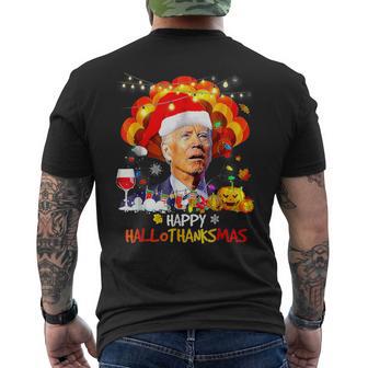 Joe Biden Happy Hallothanksmas Merry Halloween Men's T-shirt Back Print - Seseable