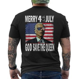 Funny Joe Biden Merry 4Th July Confused God Save The Queen Men's Crewneck Short Sleeve Back Print T-shirt - Monsterry UK