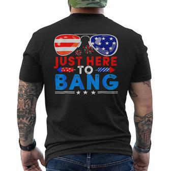 Funny Just Here To Bang 4Th Of July Sunglasses Usa Flag Mens Back Print T-shirt - Monsterry