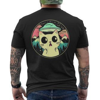 Kawaii Cat Aliens And Ufo Men's T-shirt Back Print