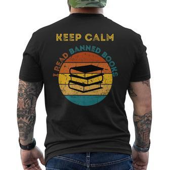 Funny Keep Calm I Read Banned Books Book Lovers Mens Back Print T-shirt | Mazezy
