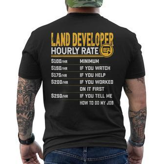 Land Developer Hourly Rate Property Developer Men's T-shirt Back Print | Mazezy