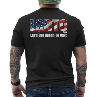 Lgbtq Anti Biden Let's Get Biden To Quite Men's T-shirt Back Print