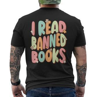 Funny Librarian Freedom Reader Grunge I Read Banned Books Mens Back Print T-shirt - Seseable