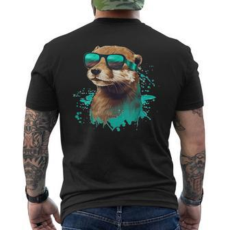 Looking Otter With Sunglasses Men's T-shirt Back Print - Monsterry UK