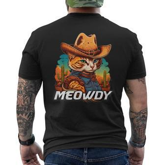 Funny Mashup Meowdy Cat Cowboy Hat Country Lover Mens Back Print T-shirt - Monsterry UK