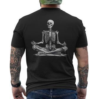Meditation Yoga Skeleton Halloween Men's T-shirt Back Print - Monsterry