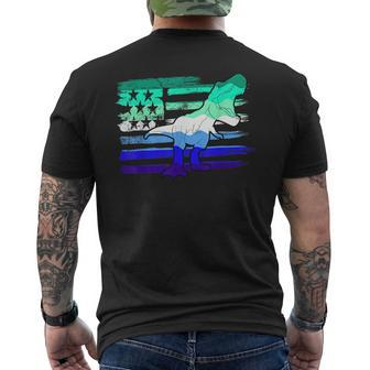 Funny Mlm Pride Dinosaur Usa Flag Gay Male Lgbt Mlm Flag Mens Back Print T-shirt | Mazezy