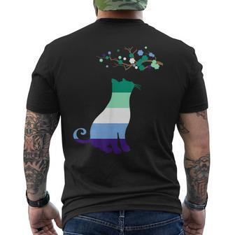 Funny Mlm Sakura Cat Subtle Lgbt Gay Pride Mlm Flag Mens Back Print T-shirt | Mazezy