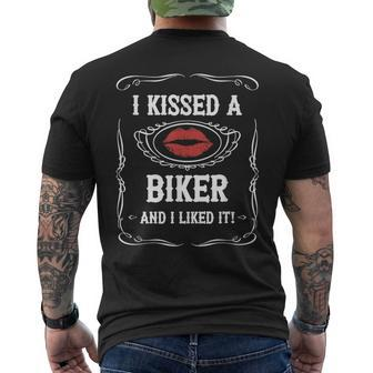 Funny Motorcycle I Kissed A Biker And I Liked It Men's Crewneck Short Sleeve Back Print T-shirt