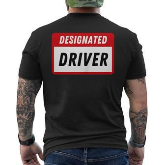 Funny Name Tag Designated Driver Adult Party Drinking Mens Back Print T-shirt | Mazezy