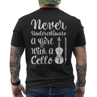 Funny Never Underestimate A Girl And Her Cello Mens Back Print T-shirt - Seseable