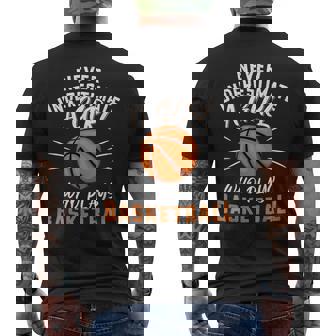 Funny Never Underestimate A Girl Who Plays Basketball Basketball Funny Gifts Mens Back Print T-shirt | Mazezy