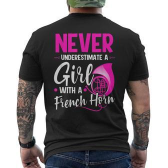 Funny Never Underestimate A Girl With A French Horn Mens Back Print T-shirt - Seseable
