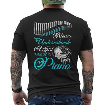 Funny Never Underestimate A Girl With A Piano Mens Back Print T-shirt - Seseable