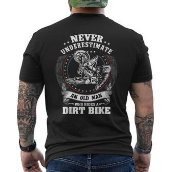 Funny Never Underestimate An Old Man Motocross Mx Dirt Bike Gift For Mens Mens Back Print T-shirt | Mazezy