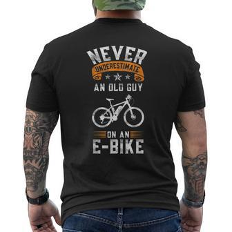 Funny Never Underestimate An Old Man On An E Bike Mens Back Print T-shirt - Seseable