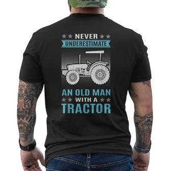 Funny Never Underestimate An Old Man Tractor Tractor Mens Back Print T-shirt - Seseable