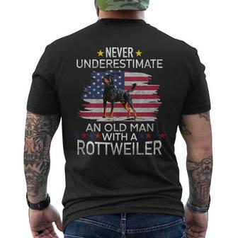 Funny Never Underestimate An Old Man With A Rottweiler Mens Back Print T-shirt - Seseable