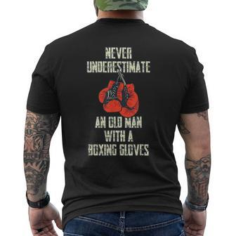 Funny Never Underestimate An Old Man With Boxing Gloves Mens Back Print T-shirt - Seseable