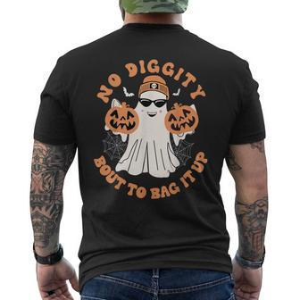 No Diggity Bout To Bag It Up Cute Ghost Halloween Men's T-shirt Back Print - Thegiftio UK